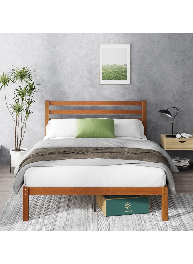 Zinus Leah Bamboo | King Platform Bed Frame | Slatted Headboard | Wooden Slat Support | No Box Spring Required |  Easy Assembly | 200L × 180W CM | - Image 1